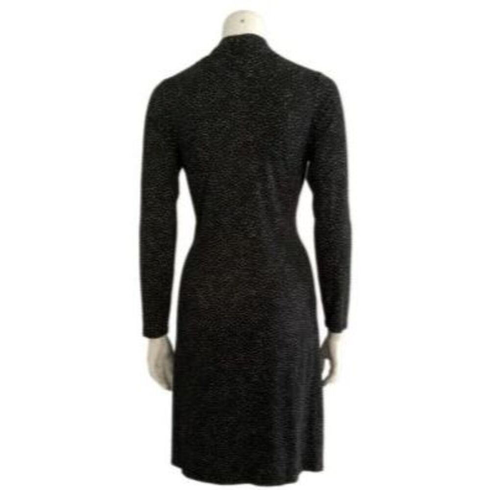 J. Jill Wearever Collection Polka-dot Faux Wrap Dress Black Cream XS - Picture 3 of 13